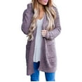 thumbnail image 2 of Cardigans on Clearance Womens Ladies Solid Open Front Soft Chunky Pocket Long Sleeve Coat Outerwear Cardigan, 2 of 7
