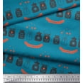 thumbnail image 2 of Soimoi Blue Rayon Fabric Jar & Happy Valentine Day Text Print Fabric by Yard 56 Inch Wide, 2 of 3