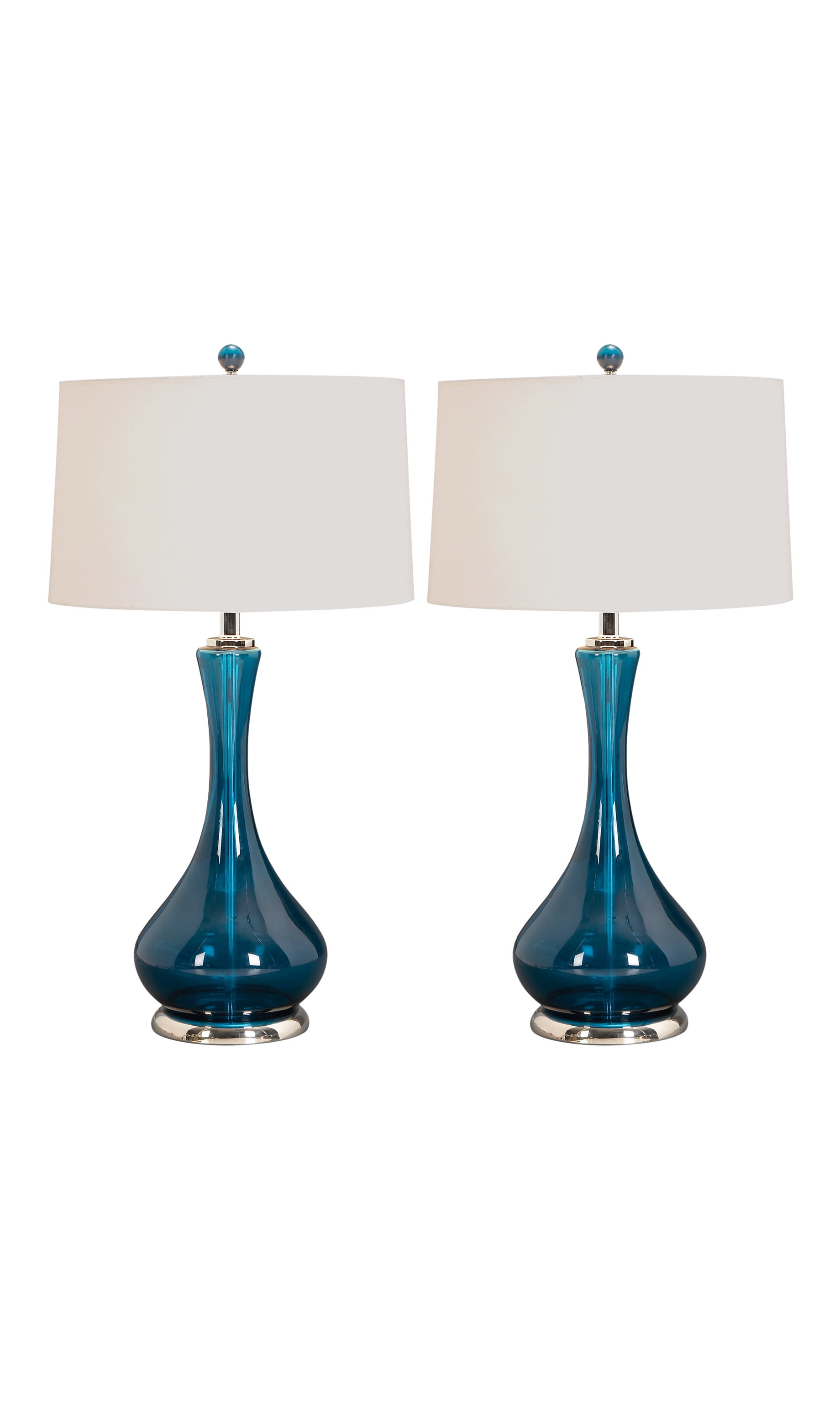 Decmode Contemporary 28 Inch Turquoise Decanter Glass Table Lamps Set Of 2