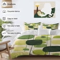 thumbnail image 3 of 3 Piece Green Geometric Duvet Cover Set Queen Size, Microfiber Comforter/Quilt Cover with Corner Ties and 2 Pillowcases, Abstract Neutral Modern Artwork All Season Soft Bedding with Zipper Closure, 3 of 8
