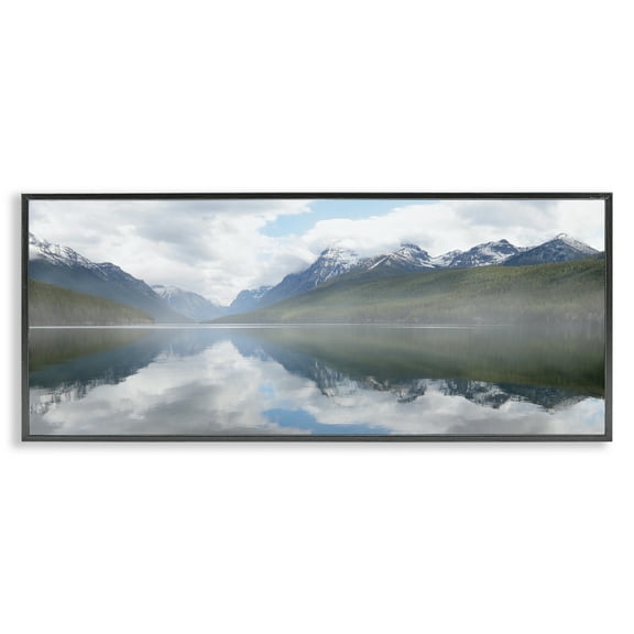 Stupell Industries Mountain Peak Reflections Landscape Photography Black Framed Art Print Wall Art, 24 x 10