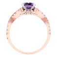 thumbnail image 4 of Clara Pucci 14K Rose/White Gold Solid Gold Alexandrite Solitaire with Accents Anniversary Ring for Women - 1.42 cttw Round Cut, 4 of 8