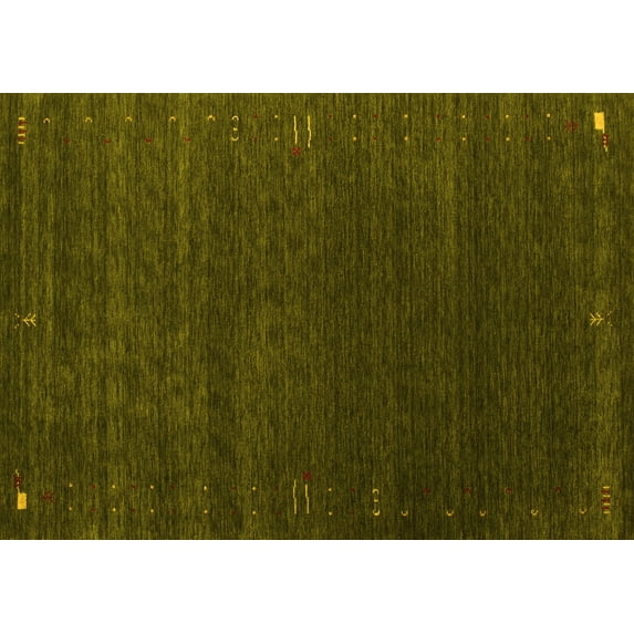 Ahgly Company Machine Washable Indoor Rectangle Abstract Yellow Contemporary Area Rugs, 3' x 5'