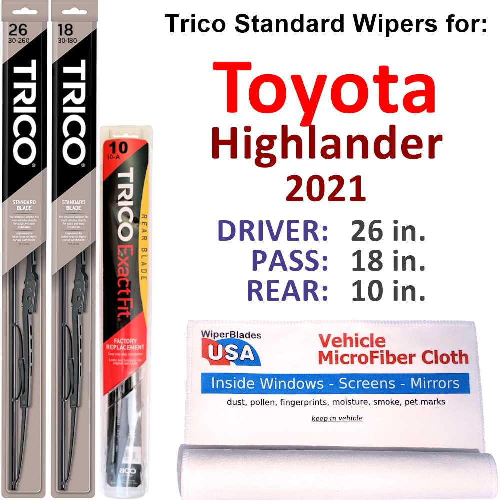 2021 Toyota Highlander Wiper Blades (Set of 3) w/Rear Wiper