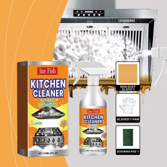 Professional Kitchen Grease Remover Spray, Strong Heavy Oil Cleaner for Range Hoods or Stoves, Fast Drying Degreaser Spray for Household Kitchen Maintenance