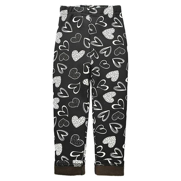 Zhuashum Pants For Girl 3-4 Years Children Cartoon Heart Graphic Leggings Slim Fit Pants Durable Wear Black