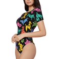 thumbnail image 2 of Balery Colorful Geometric Dog Women's Short Sleevee Crew Neck Bodysuit Tops Short Sleeve Tops Basic-Small, 2 of 9