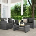 thumbnail image 2 of CozyHome 4 Piece Outdoor Patio Furniture Set, Rattan Sectional Conversation Set with Cushions & Glass Table, 2 of 6