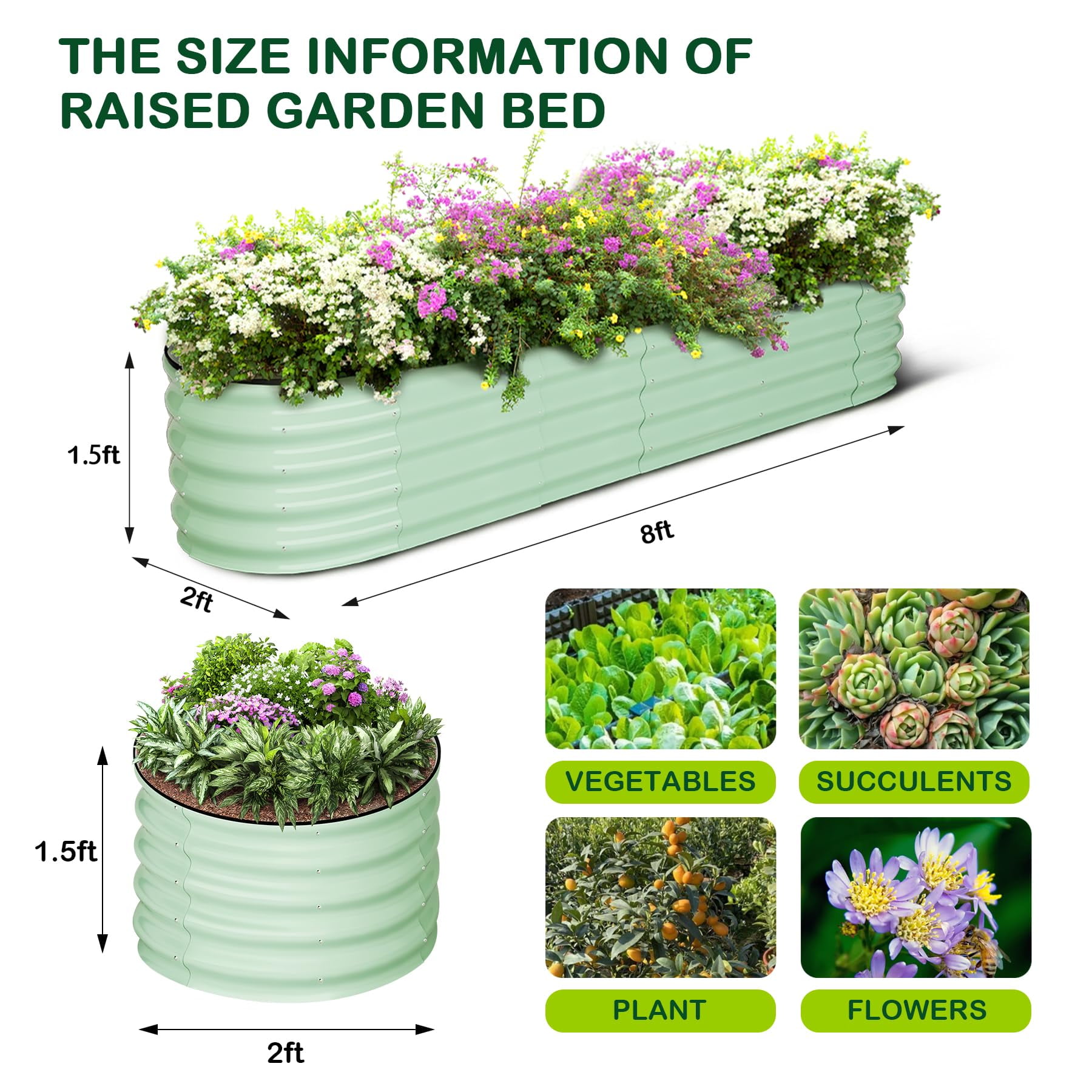 Galvanized Raised Garden Beds Outdoor,Oval Raised Metal Planter Box with Open Base for Planting Vegetables Flowers Herb,Easy-Assembly