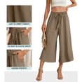 thumbnail image 5 of Women's Pants Fashion Casual Pants For Women Flowy Linen Wide Leg Tie Knot Loose Beach High Waisted Trousers With Pockets, 5 of 7