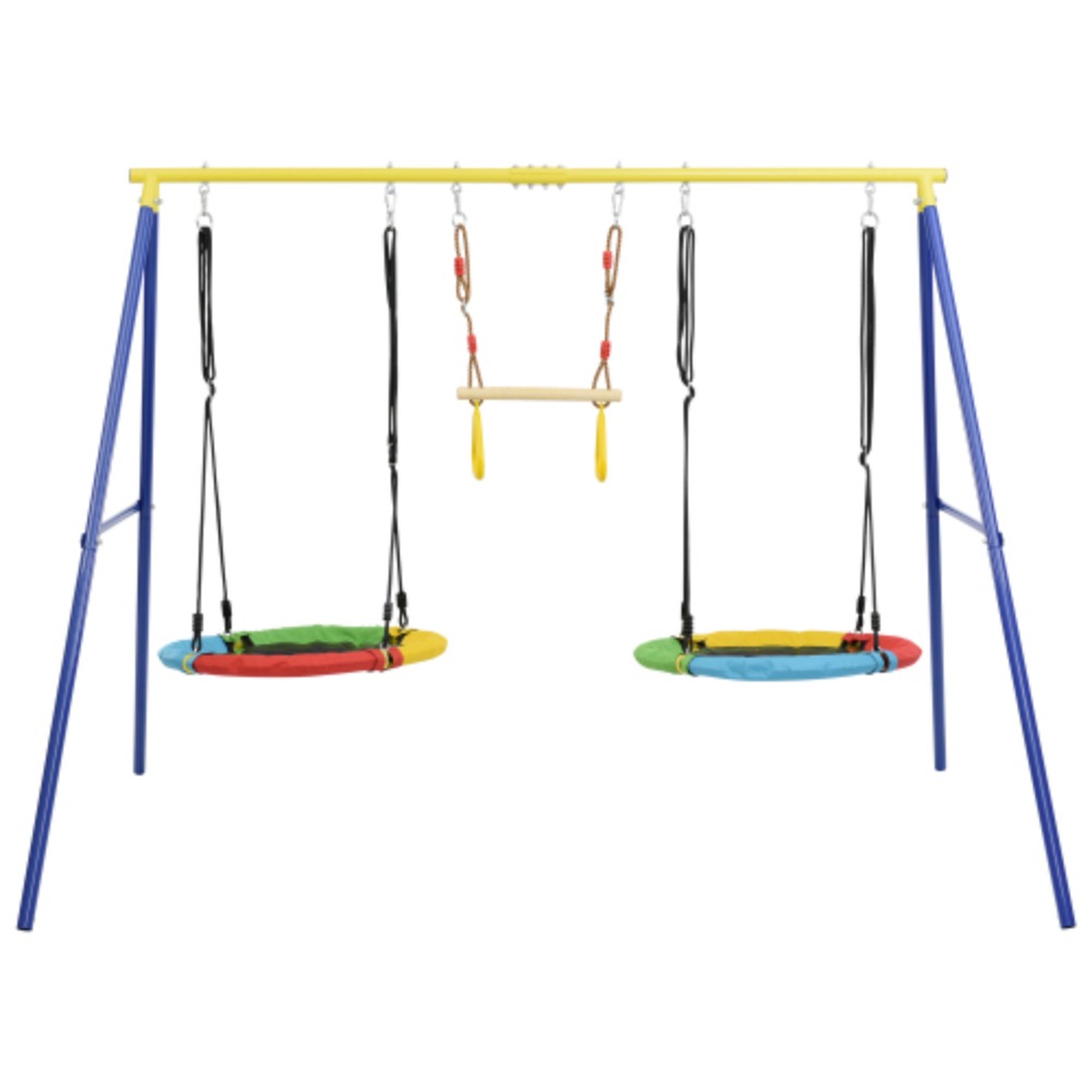 Outdoor Toddler Saucer Swing Set for Backyard, Playground Tree Swing Sets with Steel Frames