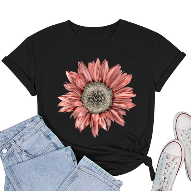 Pntutb Mujeres Moda Impresión O-Cuello Camiseta Corta Blusa Suelta Top Camisa Pntutb Pntutb-5871