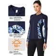 thumbnail image 3 of Printed UPF 50+ Full Zipper Swimwear Rash Guard For Women Long Sleeve Swimsuit Shirt Tops, 3 of 7