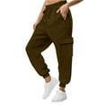 thumbnail image 6 of BODOAO Women's Sweatpants Baggy Cotton High Waisted Cinch Bottom Joggers with Pockets Casual Cute Lounge Workout Sweat Pants Thin Loose Sweatpants Comfortable Pants with Pockets Sweatpants Brown S, 6 of 9