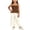 Brown, variant on Girls Summer Outfit Set Sleeveless Cami Top Wide Leg Pants Striped Print 2 Piece Casual Clothes Brown 2-3 Years