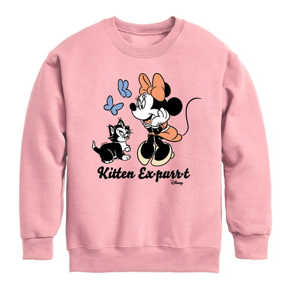 Disney - Minnie Mouse - Kitten Expurrt - Youth Crewneck Fleece Sweatshirt