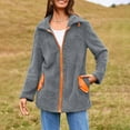 thumbnail image 4 of XFLWAM Women's Sherpa Fleece Jacket Casual Lapel Collar Zip Up Jackets Loose Winter Coats Warm Fuzzy Outwear with Pockets, 4 of 9