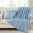 thumbnail image 6 of Home Soft Things Plush Faux Fur Throw & 2 Pillow Covers Set - Ashley Blue - 50"x60"/18"x18", 6 of 9