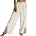 thumbnail image 2 of Delayuji Womens Cotton Linen Pant Casual Daily Embroidery Flora Printed Wide Leg Pant Retro Style Pants Plus Size M-4XL, 2 of 7