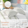thumbnail image 2 of 3 Piece Sage Green Striped Duvet Cover Set Twin Size,Microfiber Comforter/Quilt Cover with Corner Ties and 2 Pillowcases,Rustic Green Stripe Modern Art Beige All Season Bedding with Zipper Closure, 2 of 8
