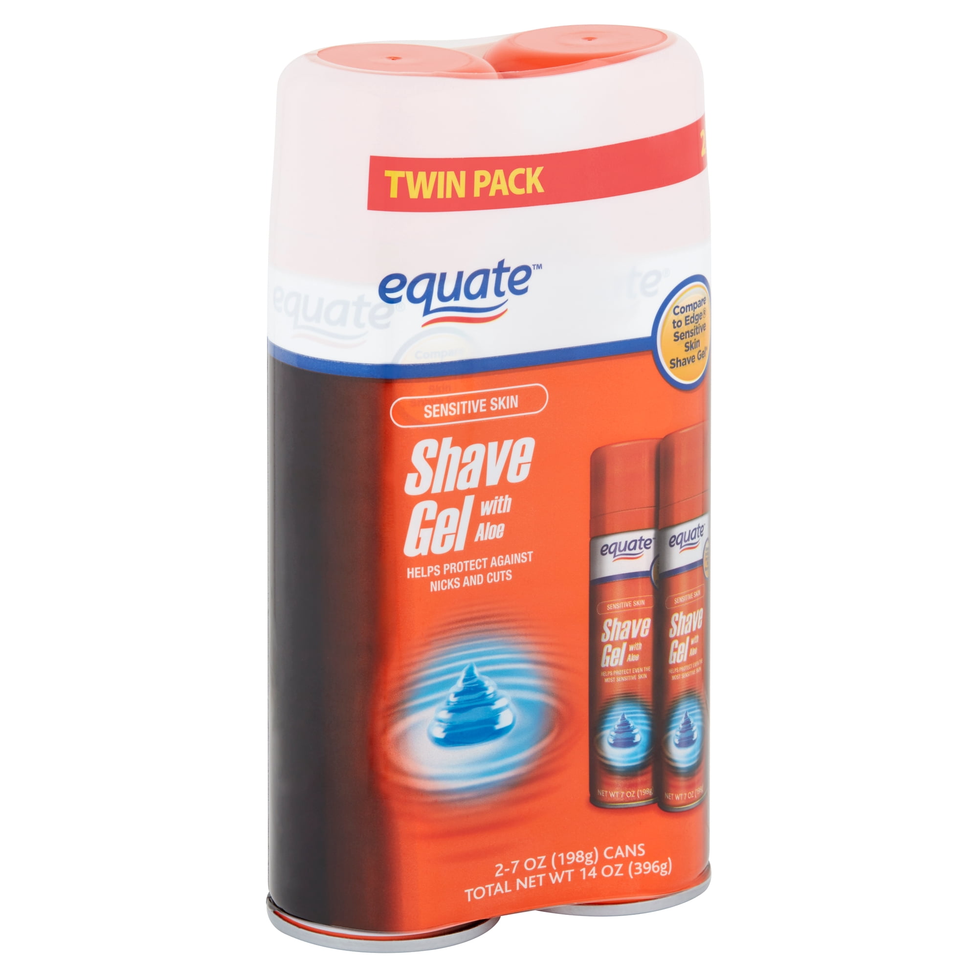 Equate Sensitive Skin Shave Gel with Aloe Twin Pack, 7 oz, 2 Count