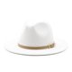 thumbnail image 3 of Sombreros Fedora De ala ancha para hombre y Mujer, Sombreros sólidos, cinturón De banda, vestido Formal clásico, caqui, negro, Invierno, 3 of 4