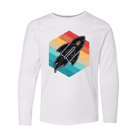 Inktastic Rocket Ship Retro Space Long Sleeve Youth T-Shirt