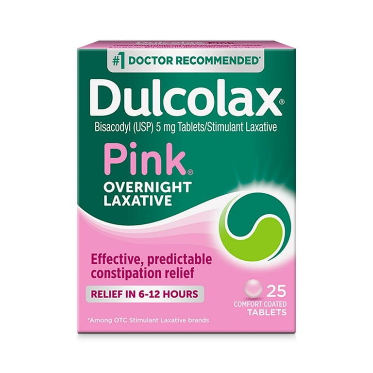 Dulcolax Pink Stimulant Laxative Tablets, Constipation Relief with Bisacodyl USP 5mg, 25 Ct.