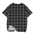 thumbnail image 3 of KyCheLot Boys Girls Plaid Tshirt Comfy Loose Short Sleeve Breathable Stretchy Summer Shirt Tops 3-14 Years, 3 of 4