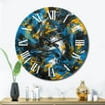 thumbnail image 2 of Designart "Abstracted Realms in Blue and Yellow II" Abstract Oversized Wall Clock, 2 of 5