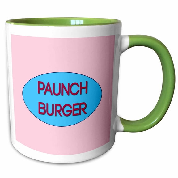 3drose, Paunch Burger, 15oz Two-tone Green Mug