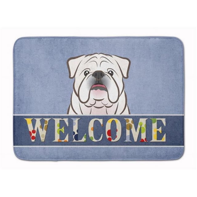 Carolines Treasures BB1406RUG White English Bulldog Welcome Machine Washable Memory Foam Mat