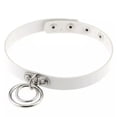 thumbnail image 5 of K-KED Gothic Punk White Pu Leather Spiked Rivet O-Ring Collar Stud Choker Necklace-Heart-Shaped Ring Belt 40cm, 5 of 9