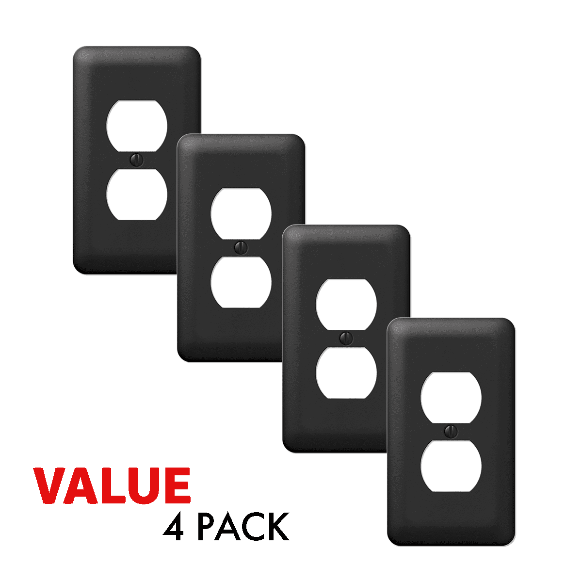 Value 4 Pack Duplex Outlet Wall Plate Decorative Stamped Steel Wallplate Black Walmart Com Walmart Com