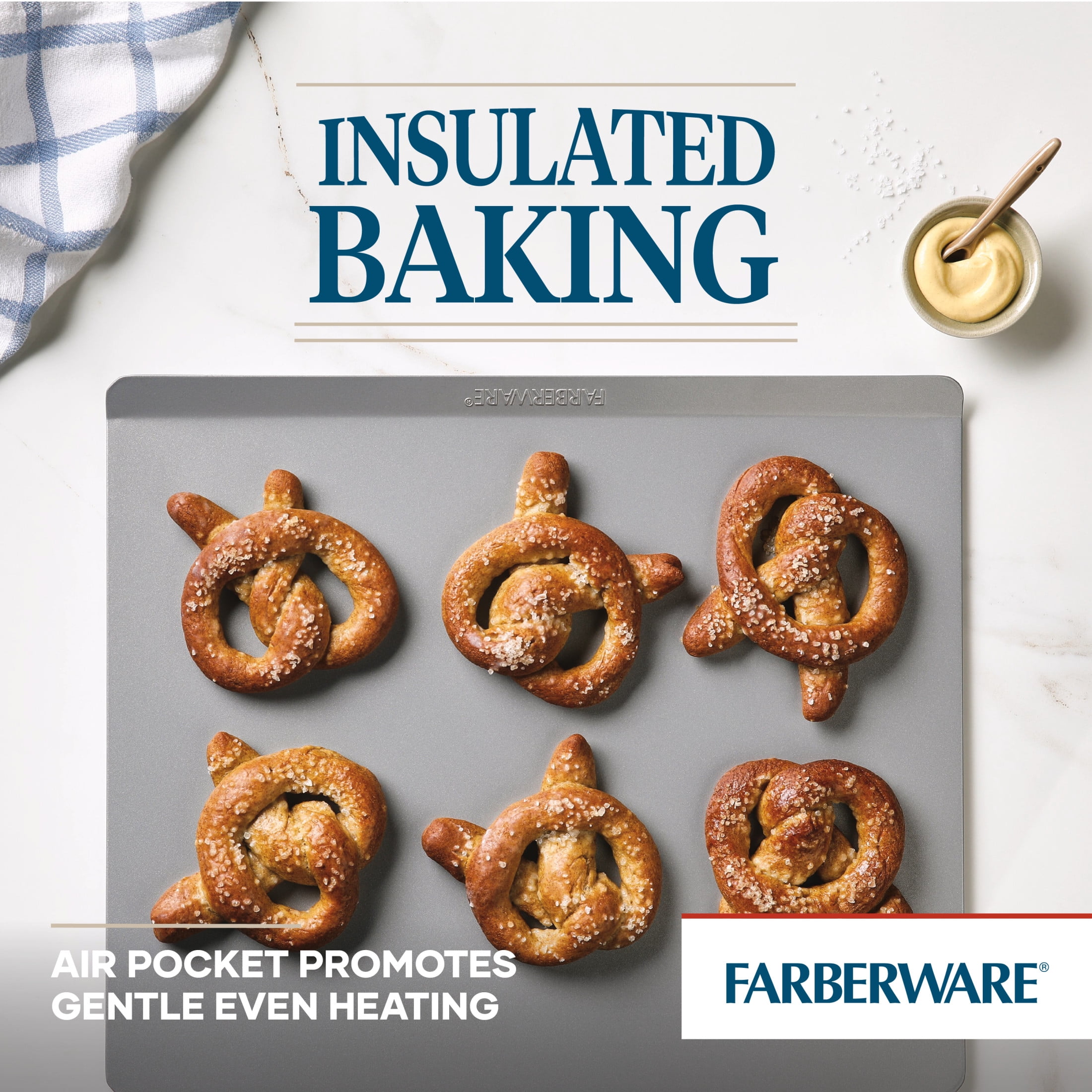 Farberware GOLDENBAKE 15.5x20 Inch Nonstick Jumbo Cookie Sheet, Dishwasher Safe and Oven Safe to 450°F, Light Gray