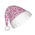 thumbnail image 2 of KLL Christmas Hats for Adults Plush Cool Flamingos Print Santa Hat Xmas Fluffy Santa Claus Hat for Women Men, 2 of 6