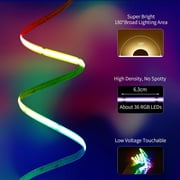 20FT LED Strip Lights COB Smart IC, 24V RGB LED Lights for Bedroom with RF Remote Smart App Button Controller Music Sync Color Changing Strip Lights for Game Room Kitchen Cabinet Lighting