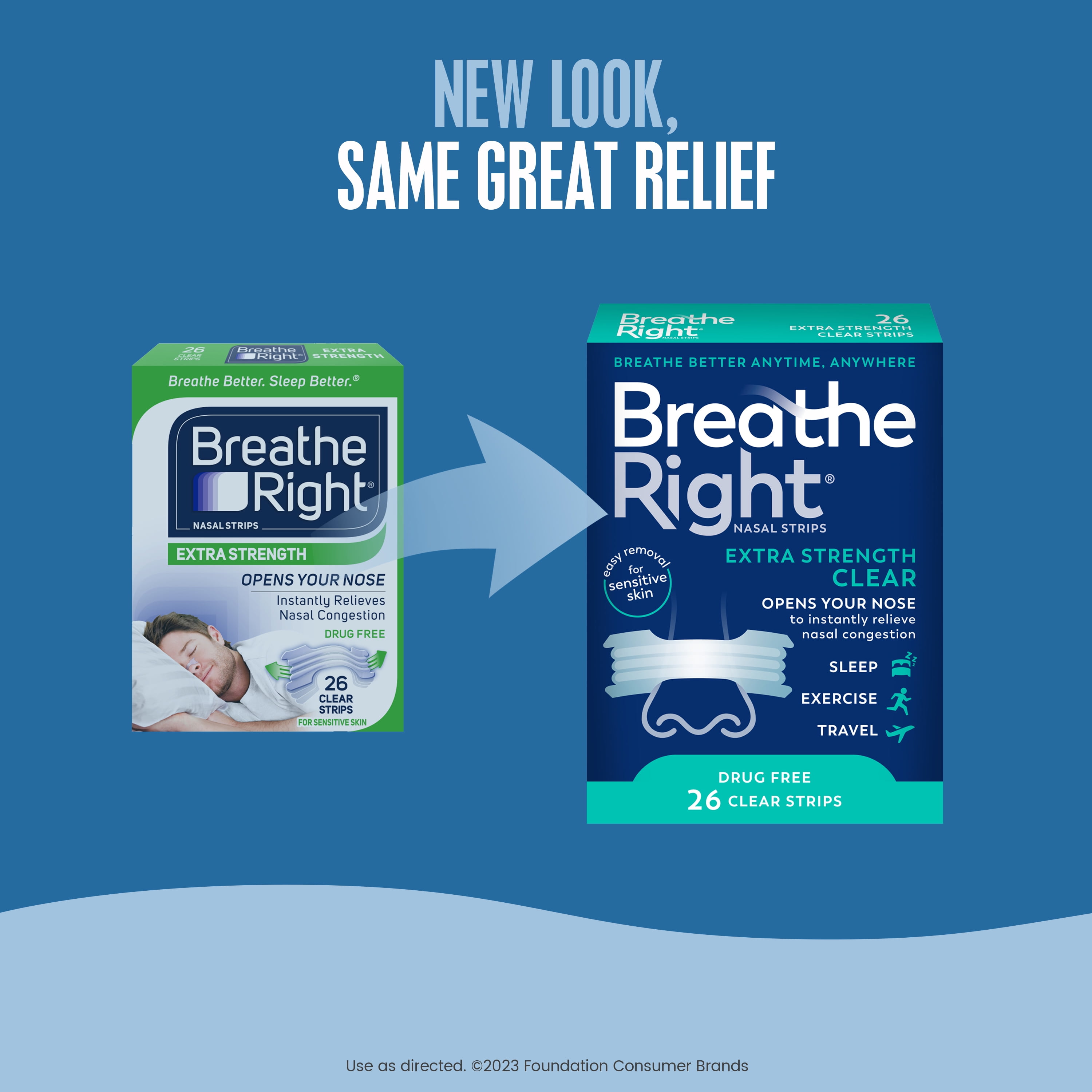 BREATHE RIGHT EXTRA STRENGTH NASAL STRIPS (Clear) 72 Strips by Breathe Right  - BIOVEA USA