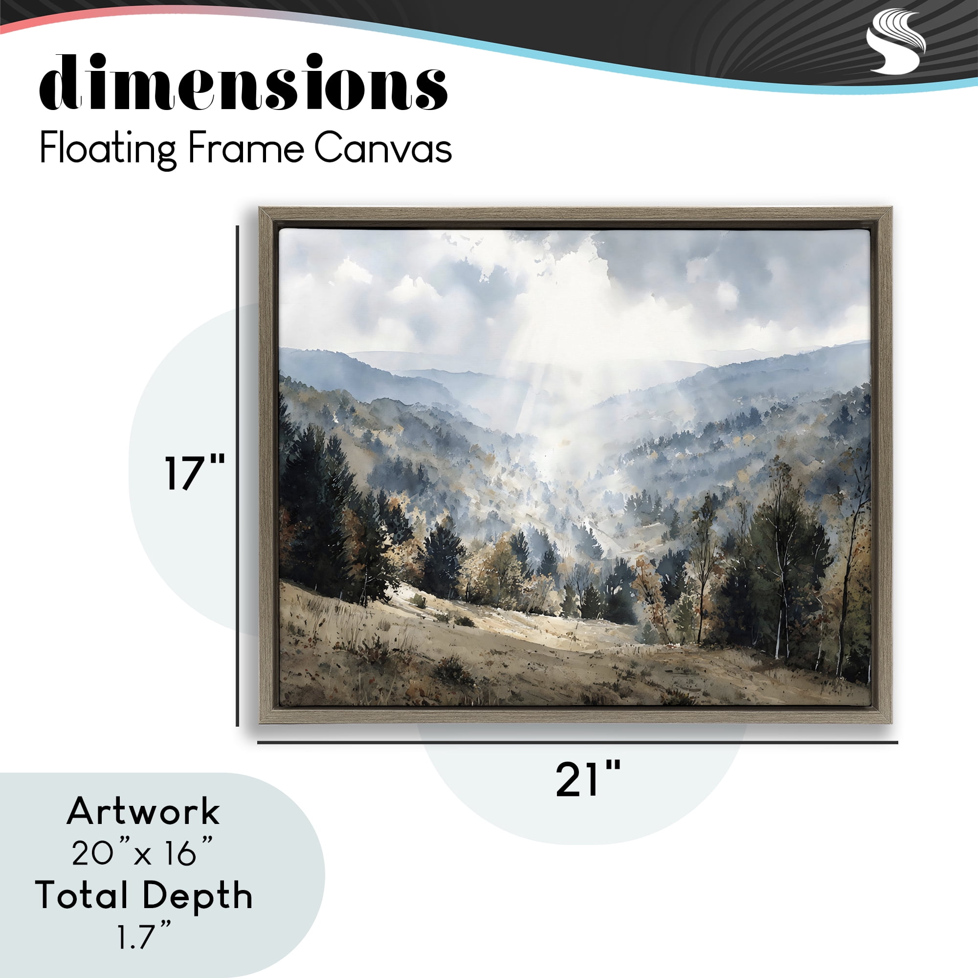 Stupell Industries Sunlit Fall Valley Beams Brown Framed Floater Canvas Wall Art, design by Franklyn Gregory