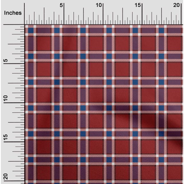 oneOone Polyester Lycra Fabric Tartan Check Printed Craft Fabric BTY 56 Inch Wide