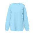 thumbnail image 7 of Womens Oversized Sweatshirt Crewneck Sweater Casual Fall 2026 Fleece Lined Stretchy Hoodies Basic Comfort Clothes Loose Maternity Workout Gym Lounge Wear Winter Airport Fashion Light Blue M, 7 of 7