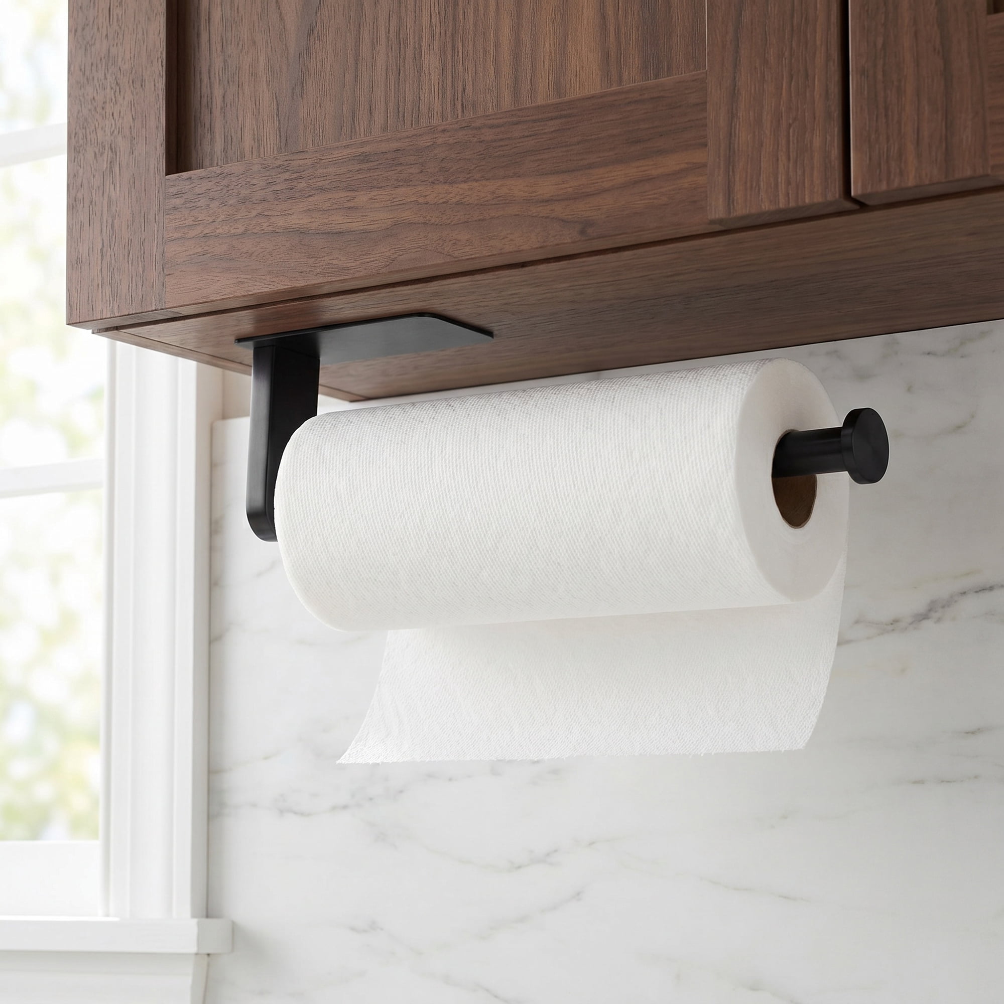 Unique Bargains Wall Mount Metal Rustproof Kitchen Towel Rack Black A 10.6x3.1inch