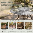 thumbnail image 6 of Round Outdoor Tablecloth with Umbrella Hole and Zipper, Grey Palm Leaves Tablecloth with Elastic Waterproof, Summer Botanical Tropical Leaf Patio Table Covers for 55" - 60" Picnic Pool Tables, 6 of 9