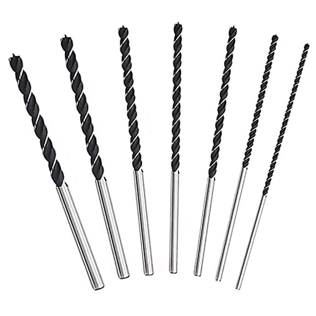 Juego de 7 brocas extralargas yuxing para madera 12 pulgadas 300 mm color plateado y negro