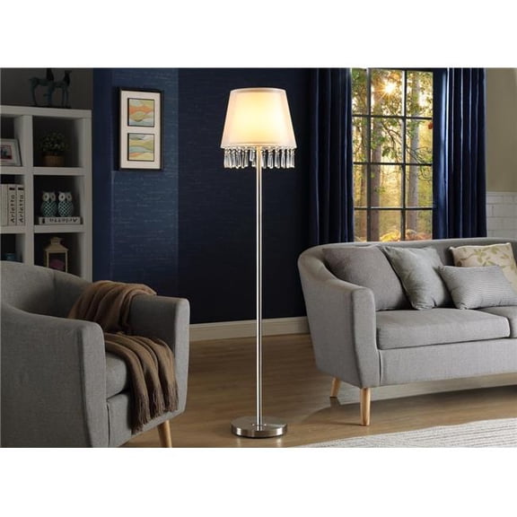 Myco Furniture GN936 14 x 14 x 61 in. Gianna Floor Lamp, Brushed Nickel & White