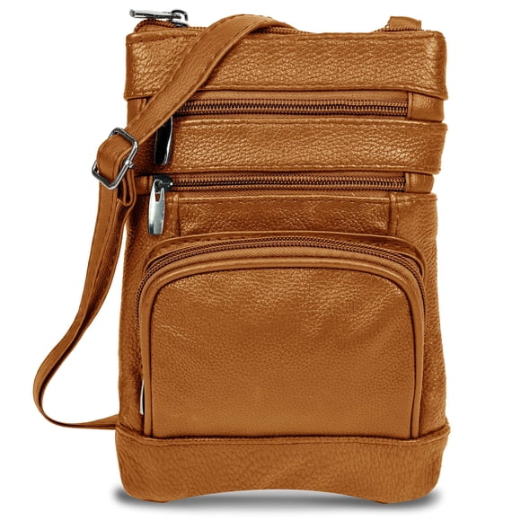 Bolso bandolera Krediz de cuero para mujer con múltiples bolsillos, suave