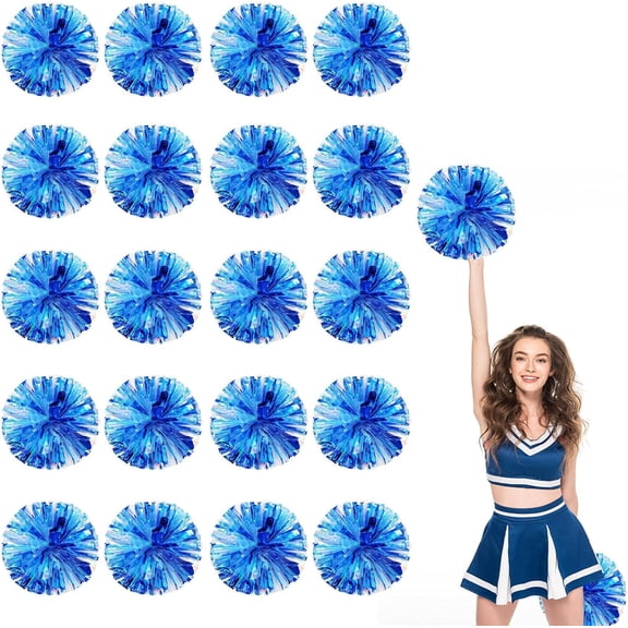 20 Pack Cheerleading pom poms,Cheer pom poms Sports Dance Cheer Plastic Pom Poms Cheerleading for Sports Team Spirit Cheering (Colorful Blue)