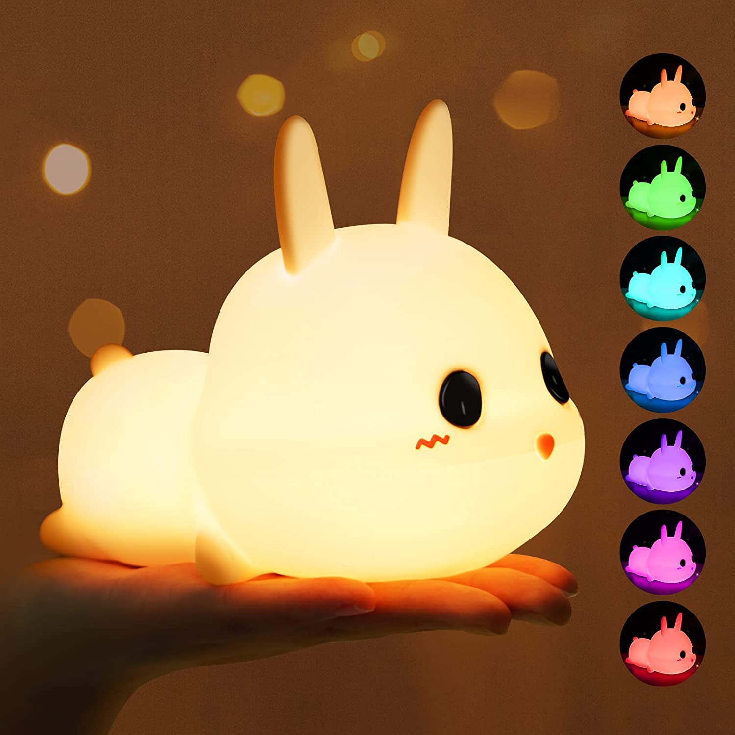 Veilleuse Pour Enfants | Lapin | Lampe Pour Enfants Rechargeable Par USB| LED