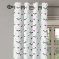 thumbnail image 2 of Ambesonne Eyelash Grommet Curtain, Winking Eyes Hearts, 50" x 84", Fuchsia Pale Blue Black, 2 of 6