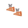 thumbnail image 2 of Delight Jewelry Acrylic 1.25" Orange Cheer Megaphone Silvertone Antiqued Butterfly Post Earrings, 2 of 4